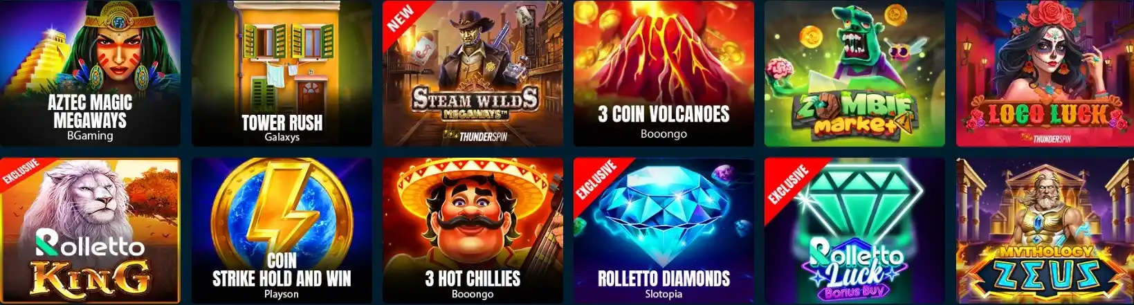 Rolletto Casino popular slot games selection